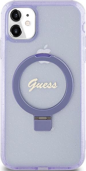 Produktbild Guess GUHMN61HRSGSU iPhone 11 / Xr 6.1" fioletowy/purple hardcase Ring Stand Script Glitter MagSafe (Apple iPhone 11)