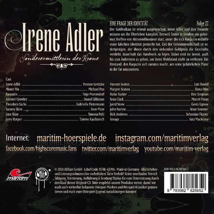 Actual product image Irene Adler.22,CD (Yvonne Greitzke, Tetje Mierendorf, Michael Pan)
