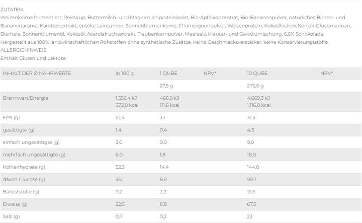 Nährwerte und Zutaten Swiss Qube Snack Box Bane (10 Stück, Snacks, 280 g)