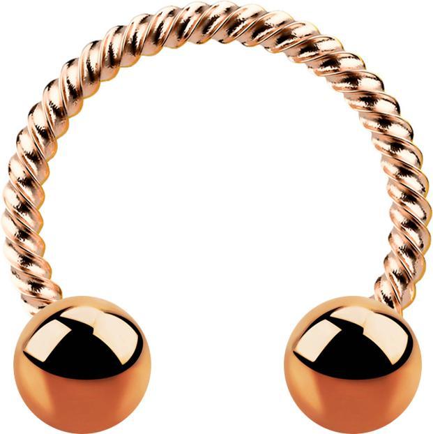Actual product image Star Piercing Circular Barbell rosegold geflochten mit zwei Kugeln (without brass, Surgical steel 316L)