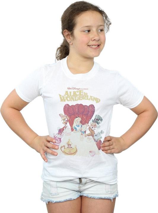 Actual product image Disney Girls Alice In Wonderland Retro Poster Cotton T-Shirt (152, 158)