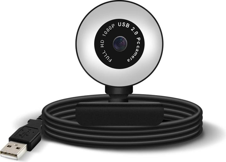 Actual product image Avizar Webcam Ring Light USB 1080p Full HD Light Ring, with Microphone - Black (2 Mpx)