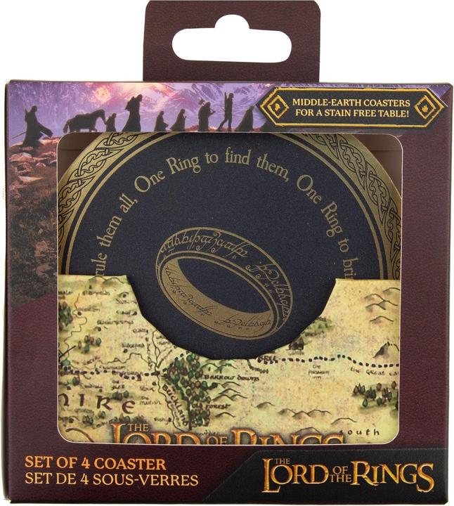 Productafbeelding Cinereplicas Lord of the Rings: Onderzetter (Set van 4) (4 x, Glazen onderzetter)