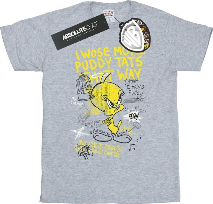 Actual product image Looney Tunes Mens More Puddy Tats Tweety Cotton T-Shirt (3XL)