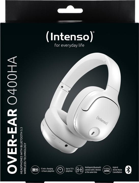Actual product image Intenso O400HA over-ear headphones - Hybrid Active Noise Cancelling, up to 75 hours runtime and B (ANC, 75 h, Wireless)