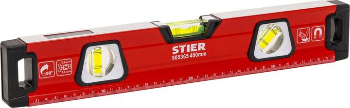 Image du produit Stier Niveau à bulle magnétique Premium à trois fioles, 400 mm ± 0,5 mm/m (40 cm)
