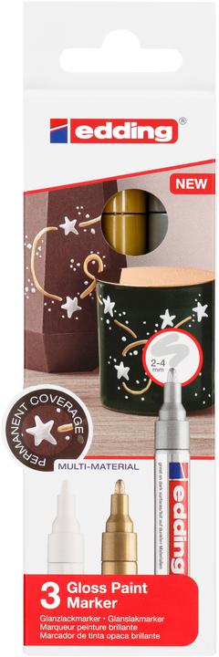 Immagine prodotto Edding 750 (Oro, Argento, Bianco, 4 mm, 3 x)
