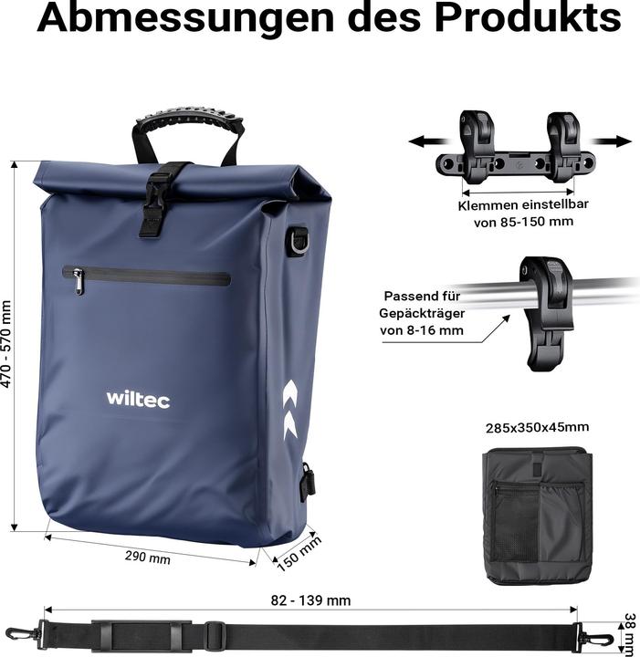 Produktbild Wiltec Gepäckträgertasche (25 l, Gepäckträgertasche)