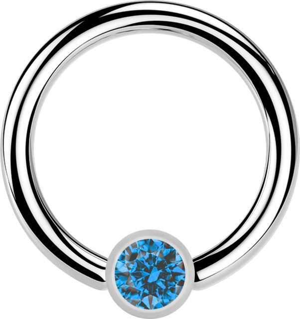 Immagine prodotto Star Piercing Anello con chiusura a microsfera in argento e cristallo azzurro (Acciaio chirurgico 316L, senza ottone)