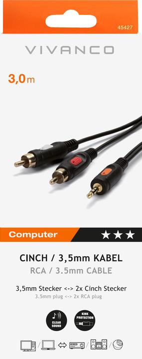 Produktbild Vivanco 3m2xCinch-3.5mm (3 m, Cinch)