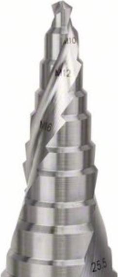Actual product image Bosch Professional Zubehör Step drill HSS, for cable glands, M10-M40, 10 mm, 125.5 mm, 16 steps (10 mm)