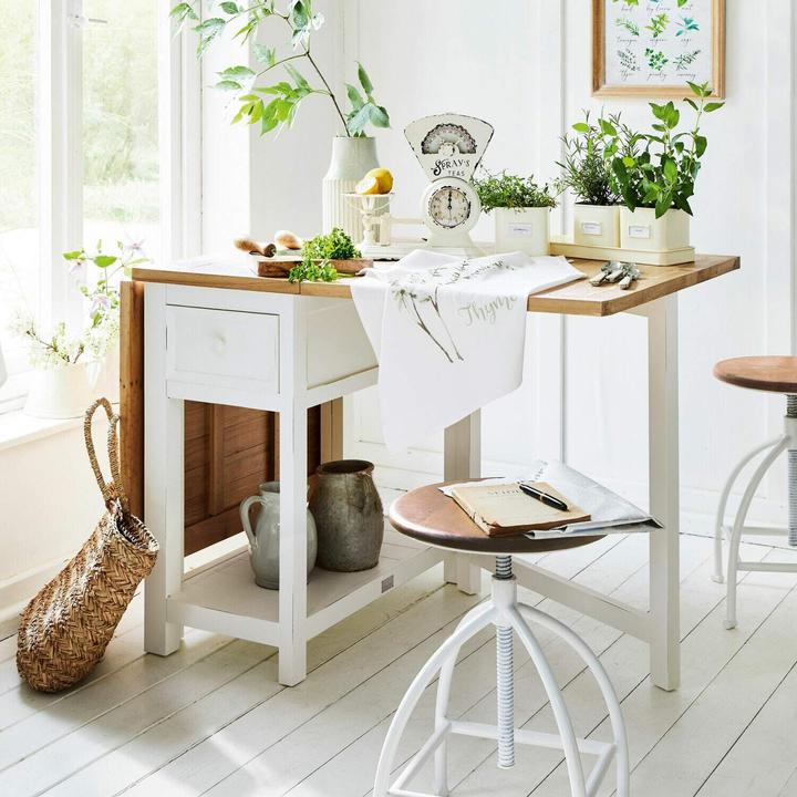 Image du produit Loberon Table Dale blanc antique/marron (160 x 78 x 80 cm)
