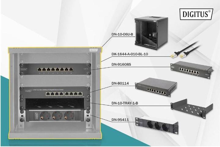 Actual product image Digitus Network Set - 254 mm (10") - 6U, 312 x 300 mm (W xD) (6 RU, 10 inch rack)