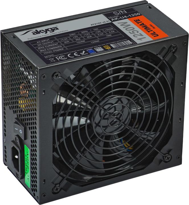 Actual product image Akyga Ultimate ATX Power Supply 1250W AK-U4-1250 80 PLUS Gold bitcoin miner (1250 W)