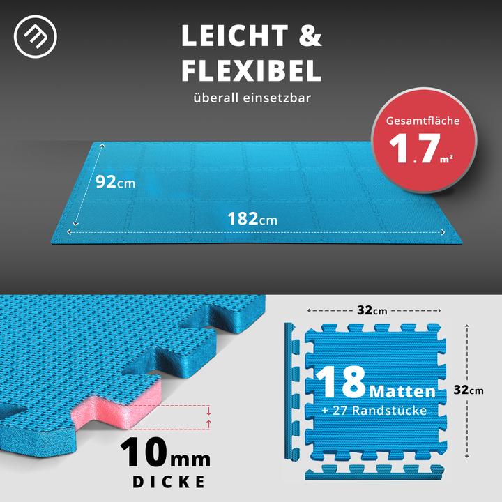 Produktbild BeMaxx Schützendes Puzzle-Mattenset, 18 Stück Blau (1 cm)