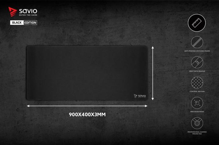 Immagine prodotto Savio Black Edition Precision Control XL 90x40 Tappetino per mouse da gioco nero (XL)