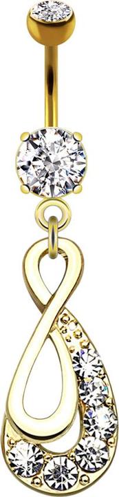 Star Piercing Banane 14k vergoldet mit zwei Kugeln Kristall silber Anhänger Unendlichkeit Tropfen (Chirurgenstahl 316L, Messing)