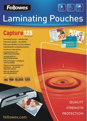 Actual product image Fellowes self-adhesive. Laminate. A4, 125 mic (A4, 100 Piece, 125 µm)