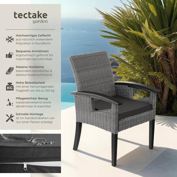 Produktbild tectake Rattan Stuhl Rosarno