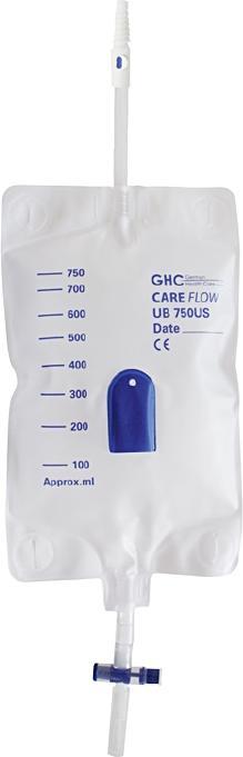Image du produit GHC Poche à urine CAREFLOW 750ml 10cm valve de retour T-blass non stérile 10 pc
