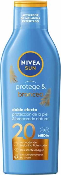 Actual product image NIVEA PROTECT & TAN milk SPF20 200 ml (Suntan lotion, SPF 20, 200 ml)