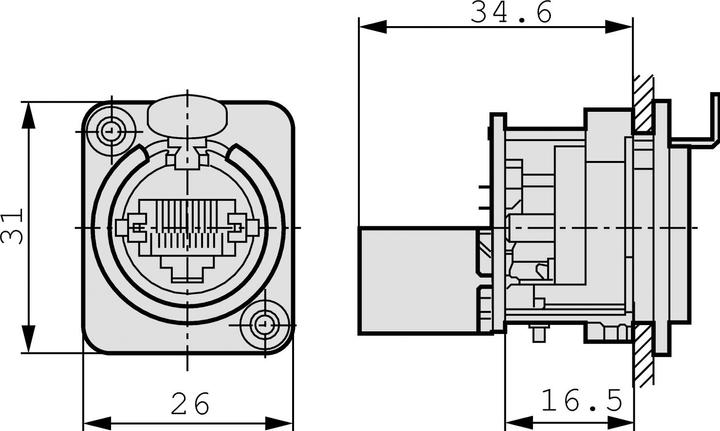 Produktbild Neutrik - Ethercon - Metall- Chassisbuchse Für Standard Rj45-Stecker (S/FTP, CAT5e, 0.04 m)