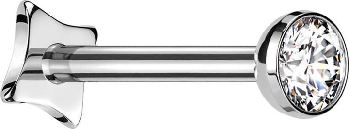 Star Piercing Micro Threadless Labret Eckig silber Halbkugel silber Kristall silber (ohne Messing, Titan G23)