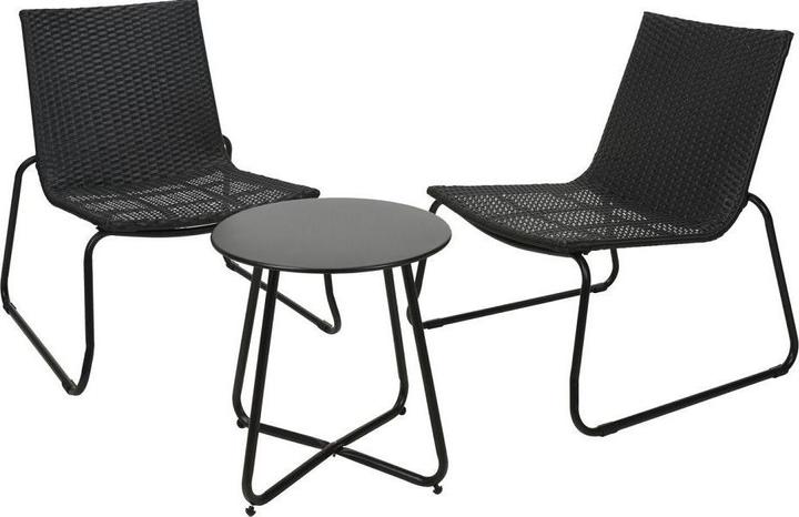 Produktbild GreenGarden Kopenhagen Rattan Garten- & Balkonmöbel-Set 3-tlg. schwarz