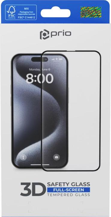 prio 3D Panzerglas Displayschutz (1 Stück, Apple iPhone 16e)