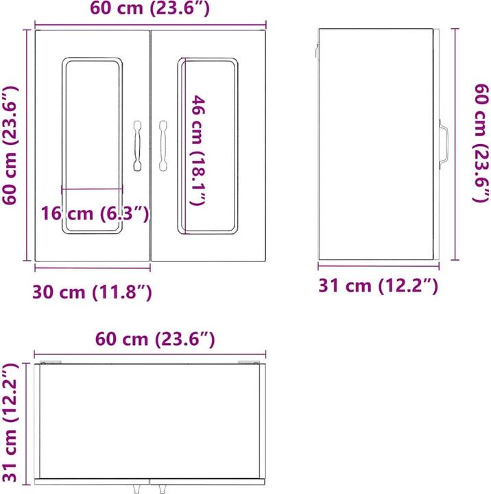 Immagine prodotto VidaXL Pensile da cucina con anta in vetro Kalmar marrone effetto rovere (60 x 31 x 60 cm)