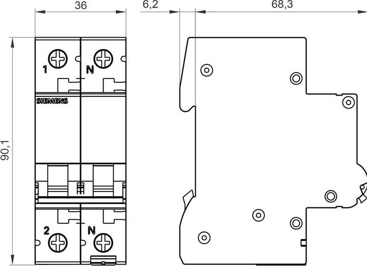 Produktbild Siemens Leitungsschutzschalter 230V 6kA, 1+N polig, B, 10A