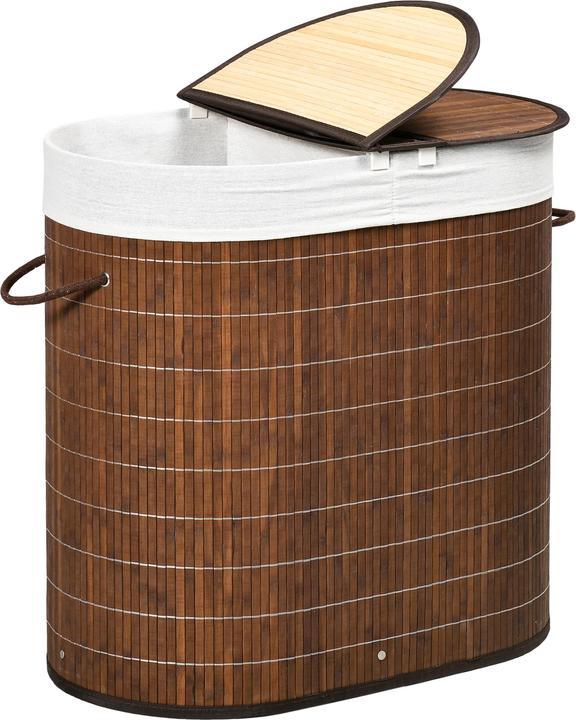 Produktbild Homcom Wäschekorb mit Flügeldeckel und 2 Fächern (50 l)