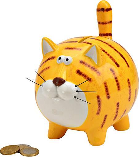 Produktbild G. Wurm Spardose Katze aus Keramik gelb (B/H/T) 14x17x12cm (14 x 17 x 12 cm)