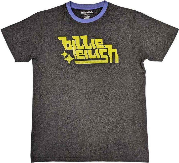 Billie Eilish Green Logo Ringer Unisex Charcoal T-Shirt S (S)