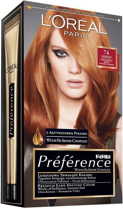 L'Oréal Paris L'Oréal Feria Preference Hair Dye 74 Mango Intense Copper (74 Mango Intensive Copper)