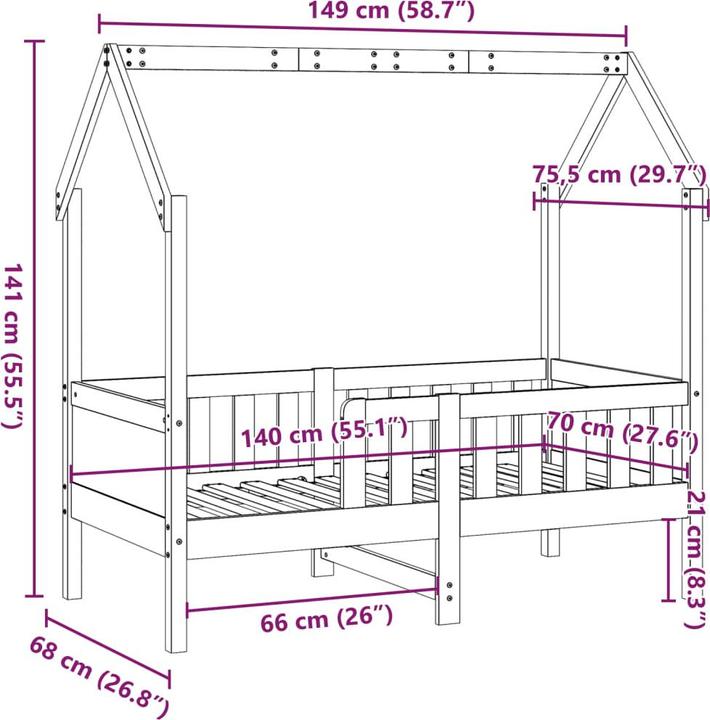 Nutritional values and ingredients VidaXL Children's bed House bed 70 x 140 cm (70 x 140 cm)