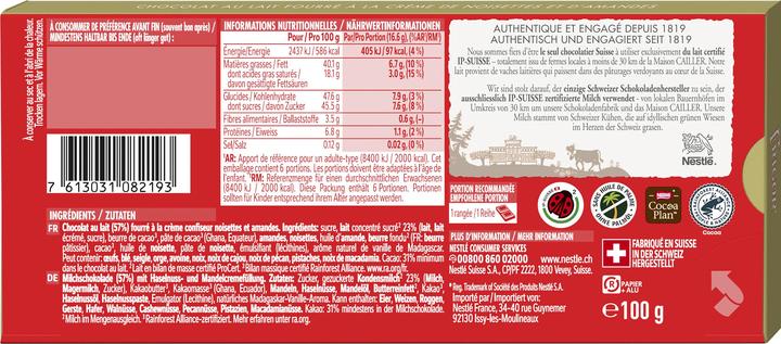 Valori nutrizionali e ingredienti Cailler Frigor (100 g)