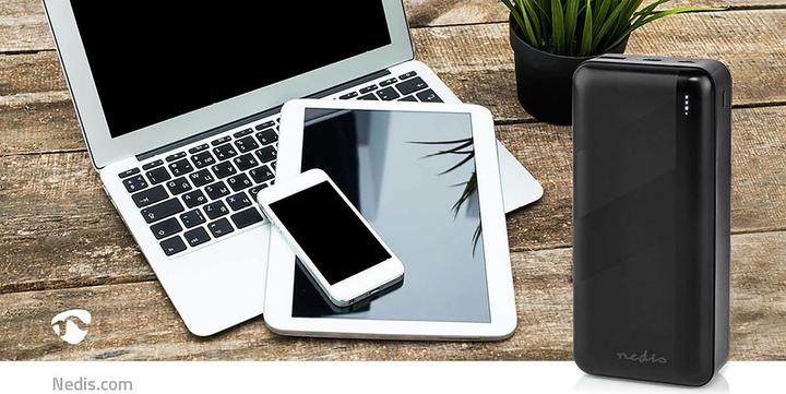 Actual product image Nedis powerbank | 32000 mAh | 2.4 / 3.0 / 3.25 A | Number of outputs: 2 | Output connection: 1x US (32000 mAh, 65 W, 111 Wh)