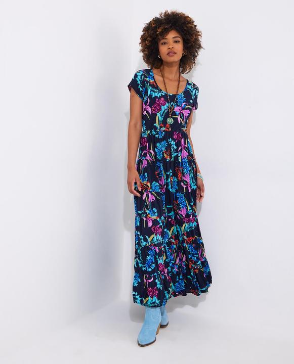 Actual product image Joe Browns Dark Floral Crinkle Maxi Dress (38)