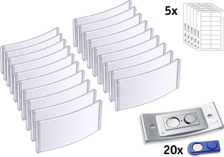 Immagine prodotto Badgepoint POL35MA66-20DR Badge portanome, 74 x 34 mm, color metallo