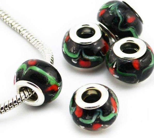 Produktbild Hermex Glas Bead versilbert 925 - Silbrig Schwarz (Glas, 925er Silber)