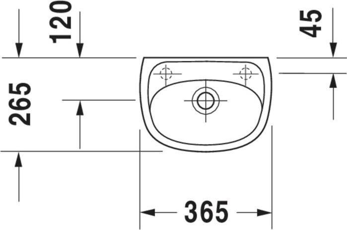 Actual product image Duravit Hand-rinse basin DURAPLUS COMPACT m ÜL HLB 365x265mm HL perforation pergamon (265 mm, 365 mm)