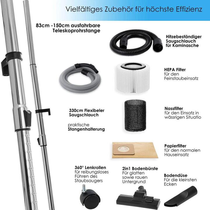 Immagine prodotto Masko Aspirapolvere industriale 6IN1, blu (Aspirapolvere a umido e a secco)