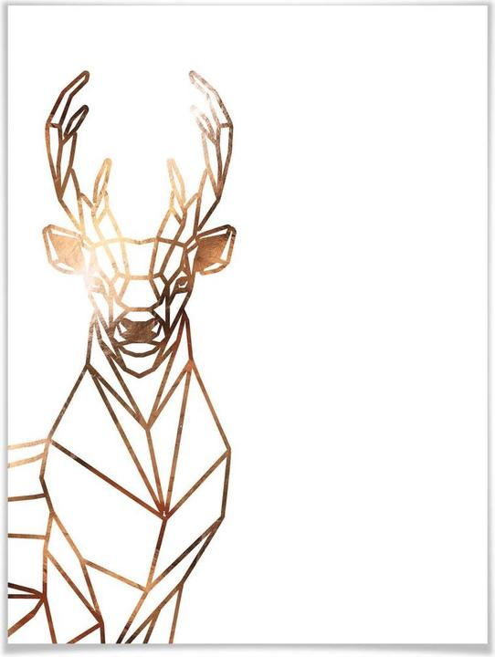 Actual product image Trenddeko Origami deer - copper look (80 x 100 cm)