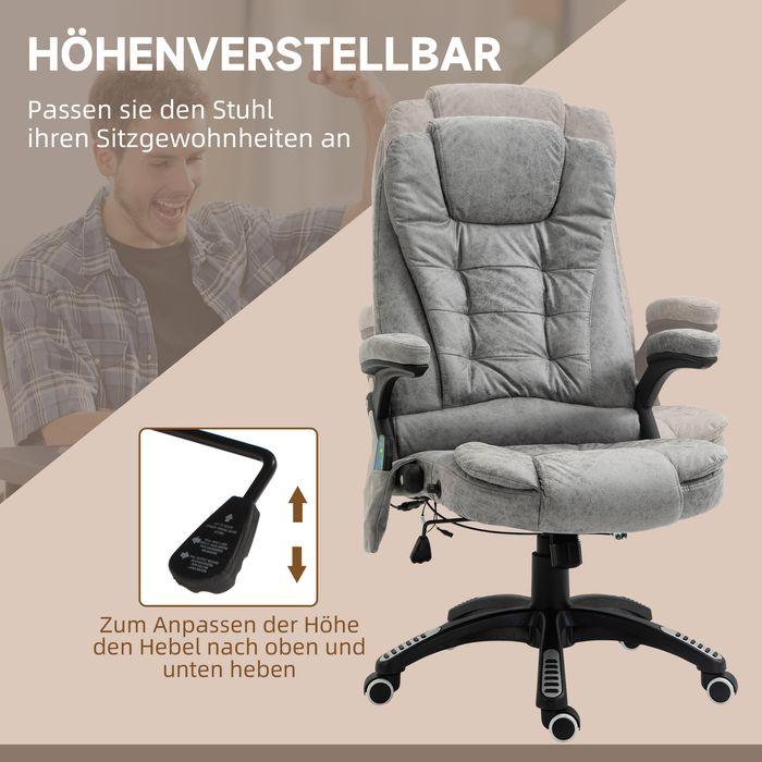 Produktbild Swisshandel24 Bürostuhl mit Massage- und Wärmefunktion, ergonomisch, 6 Massagepunkte, Grau