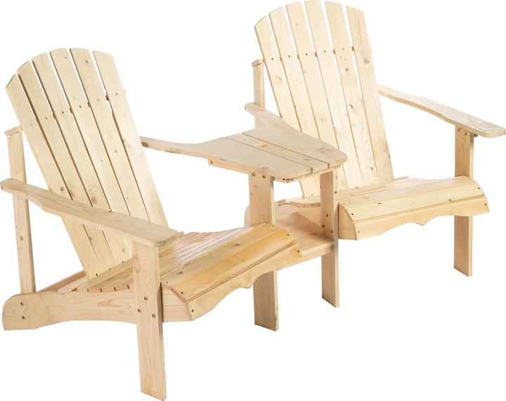 Produktbild Outsunny Gartenbank mit Tisch und Schirmloch