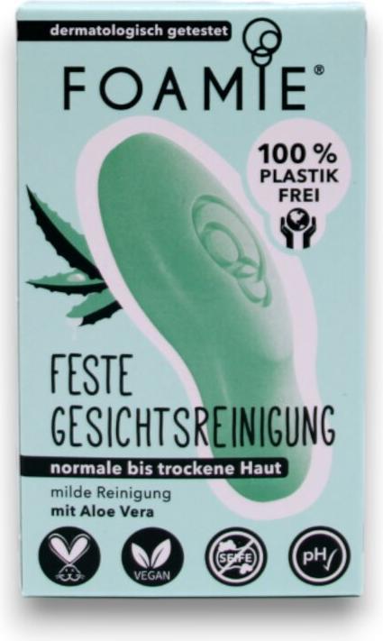 Actual product image Foamie Solid Face Wash Aloe You Vera Much (Cleaning cloths, 60 ml)