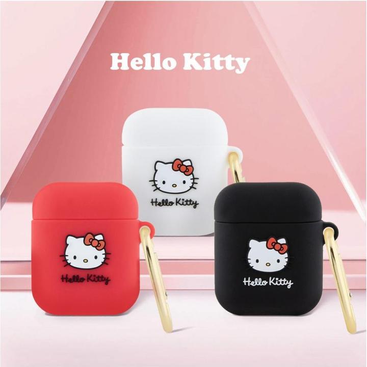 Immagine prodotto Hello Kitty HKA23DKHSH Airpods 1/2 cover biały/bianco Silicone 3D Kitty Head (Borsa per cuffie)