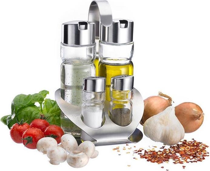 Actual product image Westmark 4-piece set cruet salt. Pepper. Vinegar & Oil "Vienna