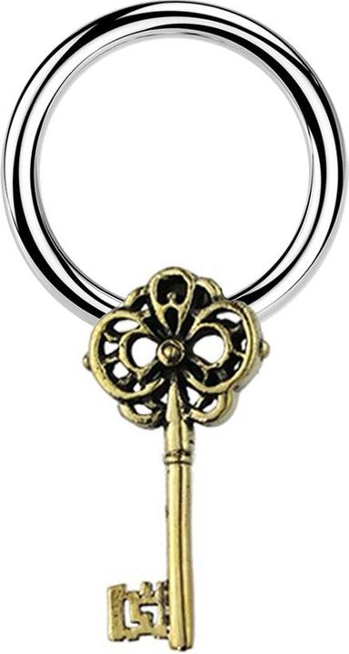 Produktbild Star Piercing Micro Closure Ring silber Schlüssel vergoldet (Messing, Chirurgenstahl 316L)